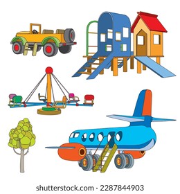 Set of objects for children's playground. Vector illustration