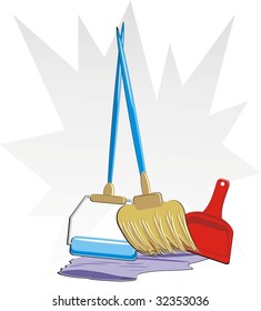 Set of objects for cleaning up of apartment. Vector