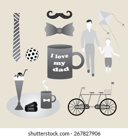 set of objects constituting holiday fathers, men, gentlemen