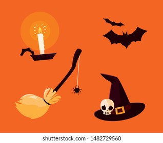 set of objects halloween decoration