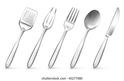 Set of objects with kitchen utensil, mesh