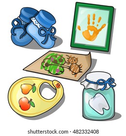 A set of objects from the life of kids isolated on white background. Vector illustration.