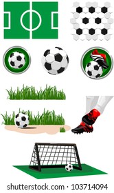a set of objects located out of football on a white background