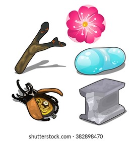 A set of objects and mechanisms. Vector illustration.