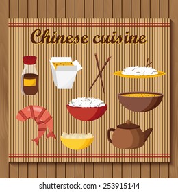 Set of objects on chinese cuisine theme for your design