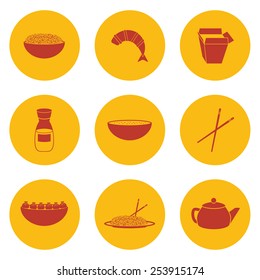 Set of objects on chinese cuisine theme for your design