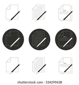 Set of objects on the theme of document and pen