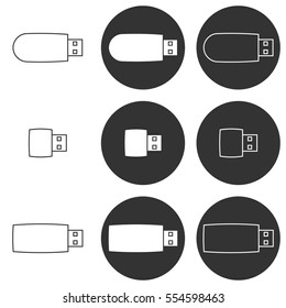 Set of objects on the theme of flash drive