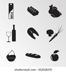 Set of objects on the theme of food
