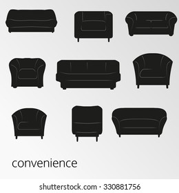 Set of objects on the theme of furniture, comfort  