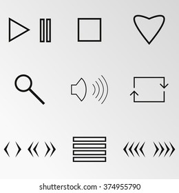 Set of objects on the theme of music buttons