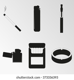 Set of objects on the theme of smoking