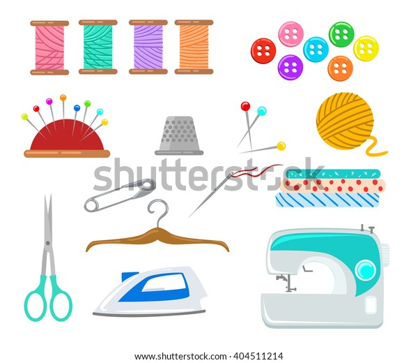 Set Objects Sewing Handicraft Sewing Tools: vector de stock (libre de ...