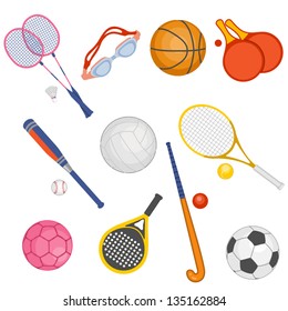 Set of objects of sports equipment