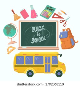 Set of objects of study at school isolated on white background.