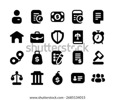 Set of Obligations Icon with Glyph Icon Style.
