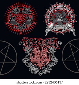 set, occult sign pentagram, grunge vintage design t shirts
