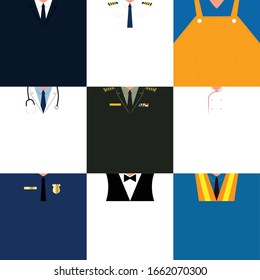 Set of occupations frame with copy space