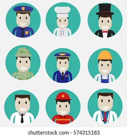 Set of occupations icons,Vector illustration.