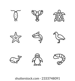 Set of ocean animals icon