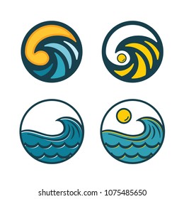 Set of Ocean Design Logo Template. Vector illustrations.