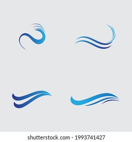 set of ocean wave logo vector illustrations on gray background