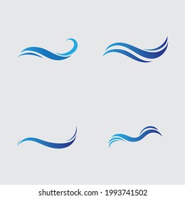 set of ocean wave logo vector illustrations on gray background