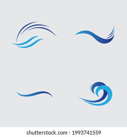 set of ocean wave logo vector illustrations on gray background