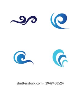 conjunto de plantillas de señalización del logotipo del agua de la onda oceánica