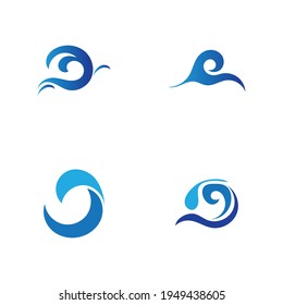 conjunto de plantillas de señalización del logotipo del agua de la onda oceánica