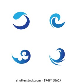 Zeichensatz des Meereswellenlogos Vektorgrafik-Zeichensatzes