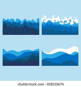 Set Ocean Waves Billows Sea Vector Stock Vector (Royalty Free ...