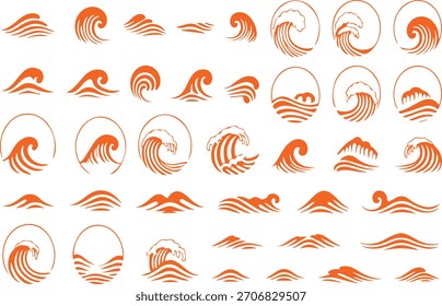 Conjunto de ilustración de colección de olas oceánicas.eps
