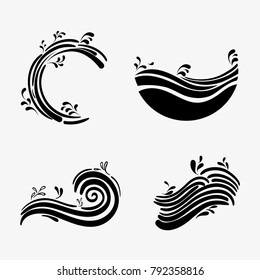 set ocean waves with differes shapes design