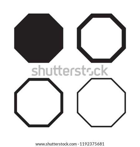 Set of octagon in balck for your design. Vector illustration.