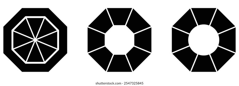 Conjunto de ícone de octógono. Ícone octógono da geometria vetorial octogonal do polígono octogonal de oito lados.