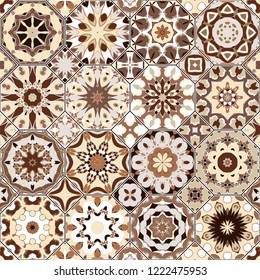 Set of octagonal and square ornaments. Decorative and design elements for textile, book covers, manufacturing, print, gift wrap. Vector illustration. Oriental motif.