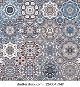 Set of octagonal and square ornaments. Decorative vector elements for textile, book covers, manufacturing, print, gift wrap. Oriental and ethnic motifs in design patterns.