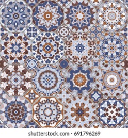 Set of octagonal and square ornaments. Decorative vector elements for textile, book covers, manufacturing, print, gift wrap. Oriental and ethnic motifs in design patterns.