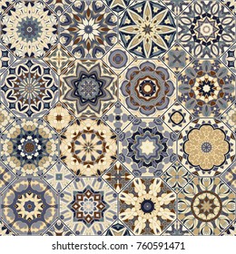 Set of octagonal and square ornaments. Decorative and design elements for textile, book covers, manufacturing, print, gift wrap. Vector illustration. Oriental motif.