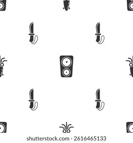 Set Octopus, Gauge scale and Knife on seamless pattern. Vector
