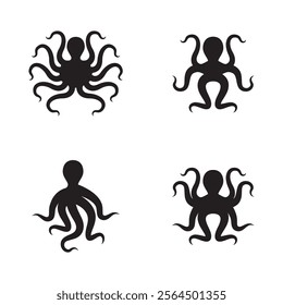 Set of octopus icon. Isolated octopus on white background. Sea creature.