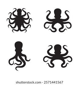 Set of octopus icon. Isolated octopus on white background. Sea creature.