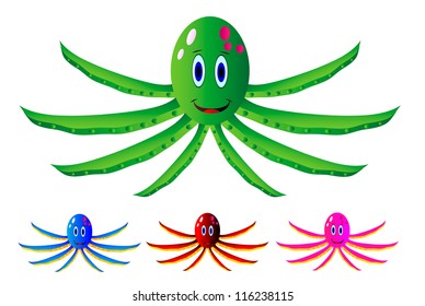 Set octopus isolated on white background .