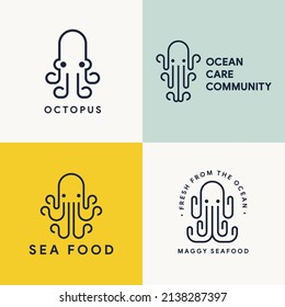 set of octopus logo collection template