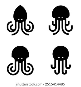 Conjunto do logotipo Octopus. Design de ícones. Elementos do modelo