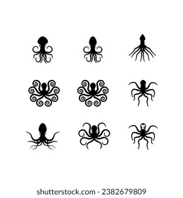 set of octopus logo vector