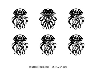 set of octopus  silhouette art