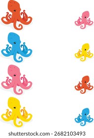 Set of octopuses isolated on white background. Vector illustration.