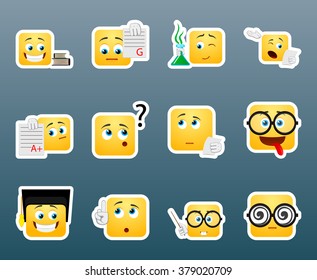 Set od 12 studying smile stickers